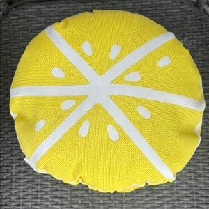 Lemon print outdoor throw cushions. New. Price for one but 2 available.